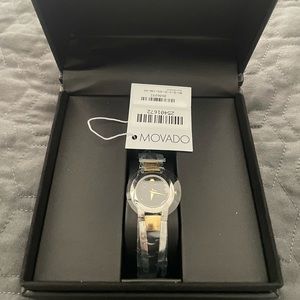 Brand New Movado Amorosa Women's Two Tone Gold & Silver Bangle Watch.